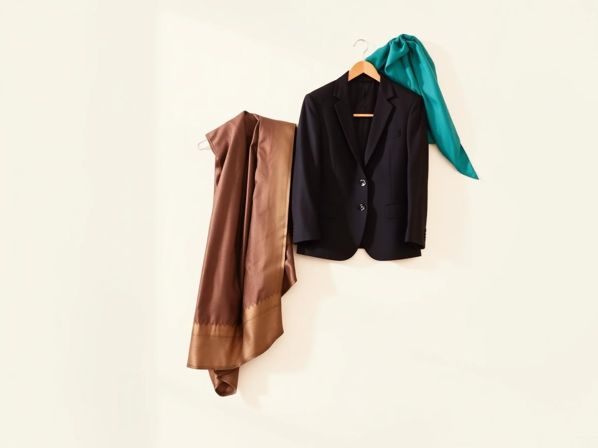 A blazer and a silk saree after finishing